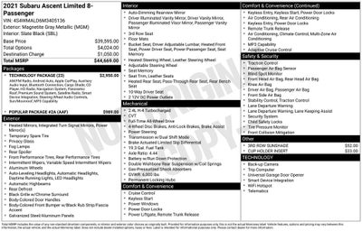 2021 Subaru Ascent Limited