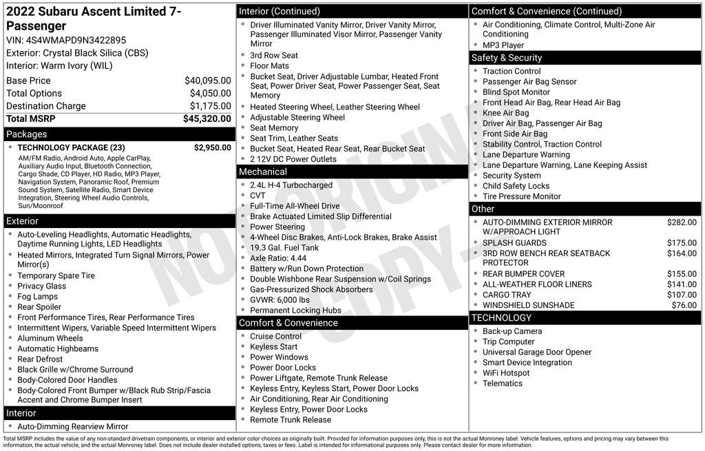 2022 Subaru Ascent Limited