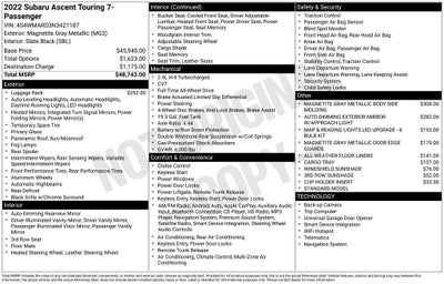 2022 Subaru Ascent Touring
