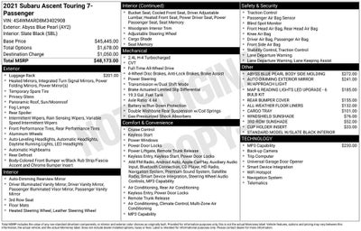 2021 Subaru Ascent Touring