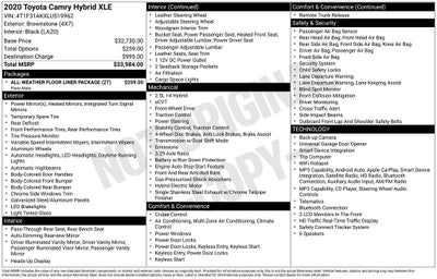2020 Toyota Camry Hybrid XLE