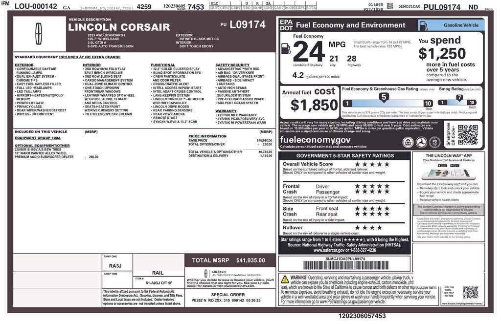 2023 Lincoln Corsair Standard
