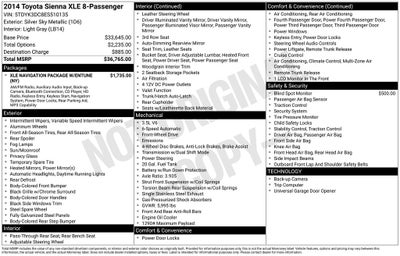 2014 Toyota Sienna XLE 7 Passenger