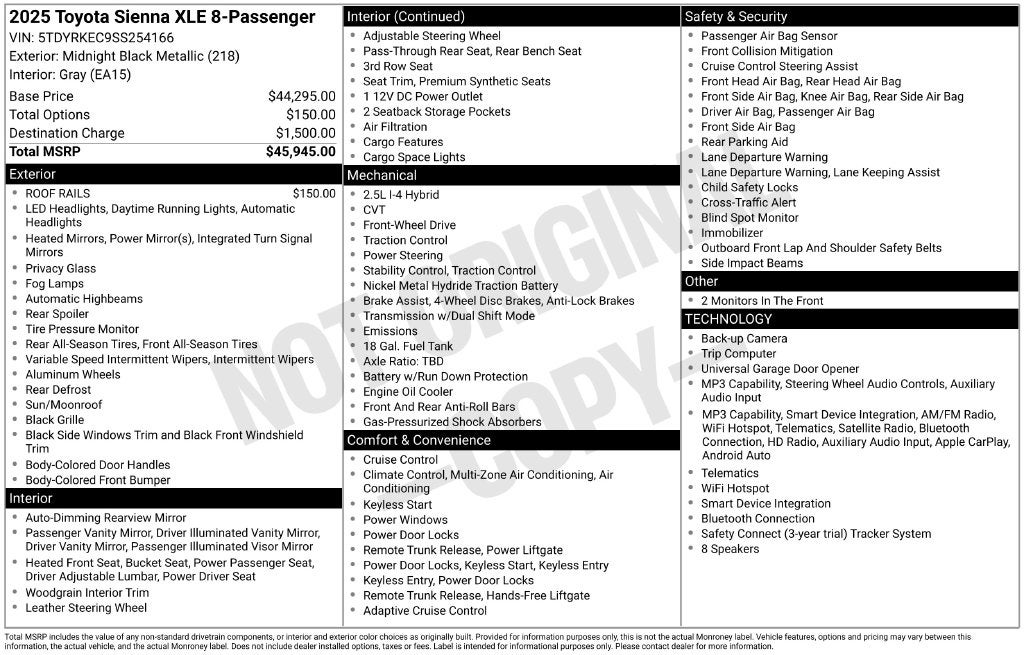 2025 Toyota Sienna XLE 8 Passenger