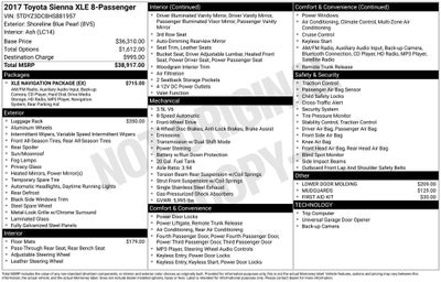 2017 Toyota Sienna L 7 Passenger