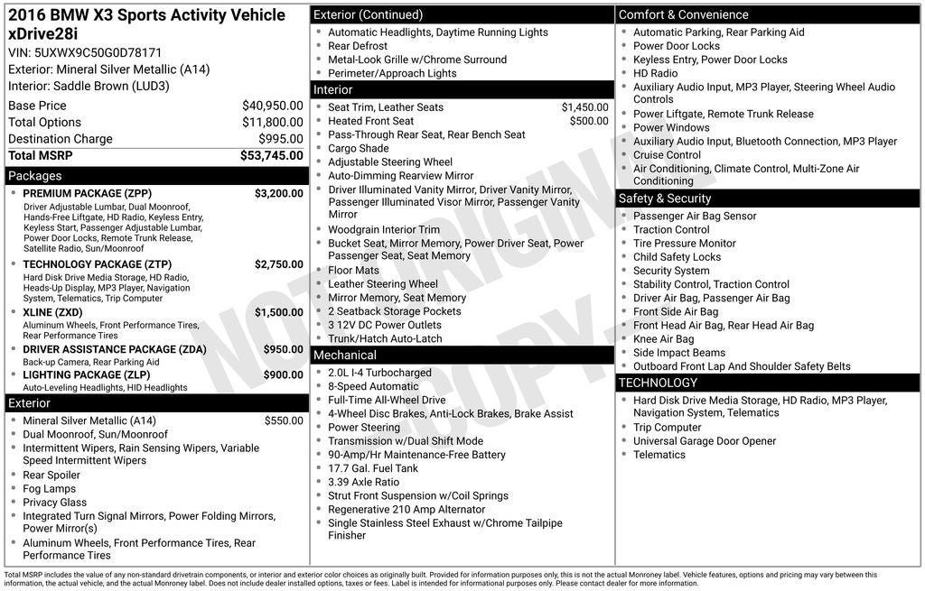 2016 BMW X3 xDrive28i