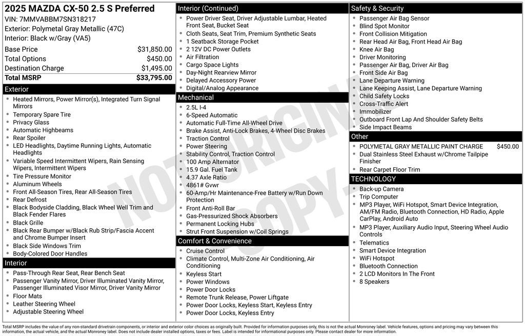2025 Mazda Mazda CX-50 2.5 S Preferred Package