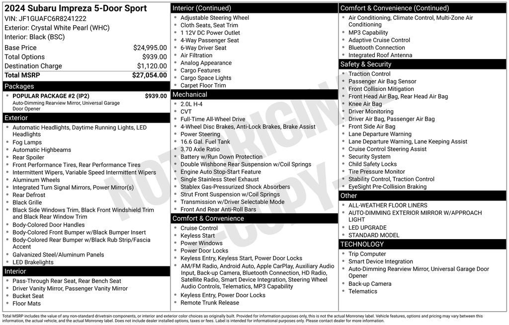 2024 Subaru Impreza Sport