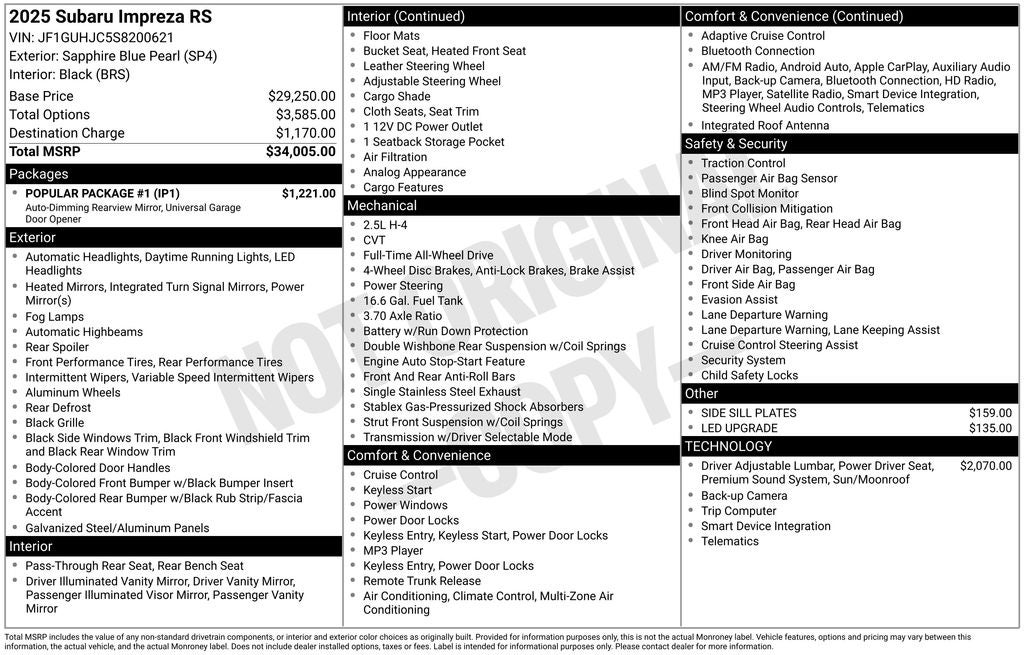 2025 Subaru Impreza 2.5RS