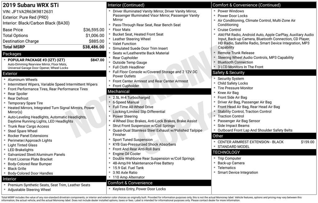 2019 Subaru WRX STi