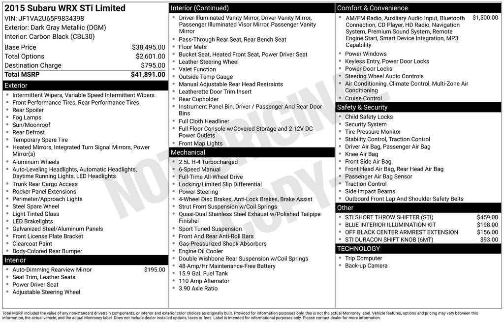 2015 Subaru Impreza WRX STi Limited