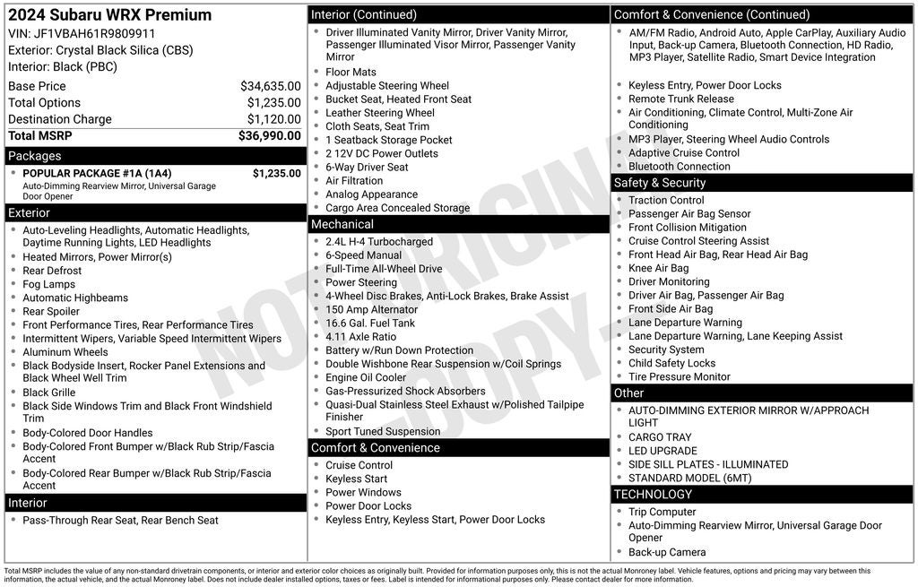 2024 Subaru WRX Premium