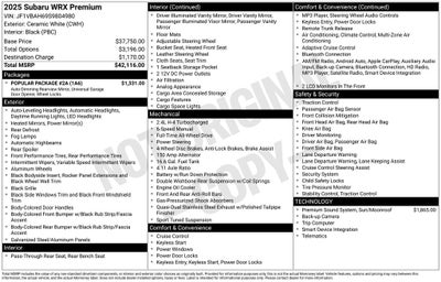 2025 Subaru WRX Premium