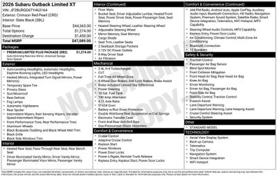 2026 Subaru Outback Limited XT
