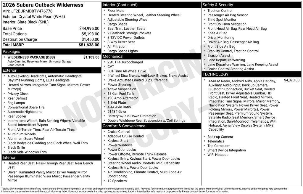 2026 Subaru Outback Wilderness