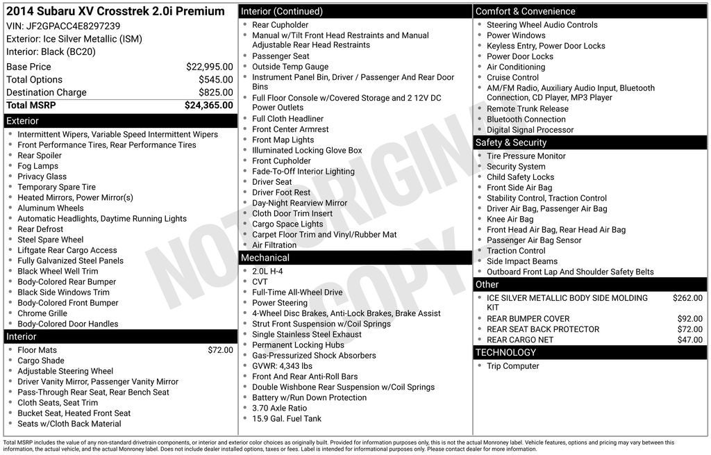 2014 Subaru XV Crosstrek 2.0i Premium