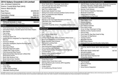 2016 Subaru Crosstrek 2.0i Limited