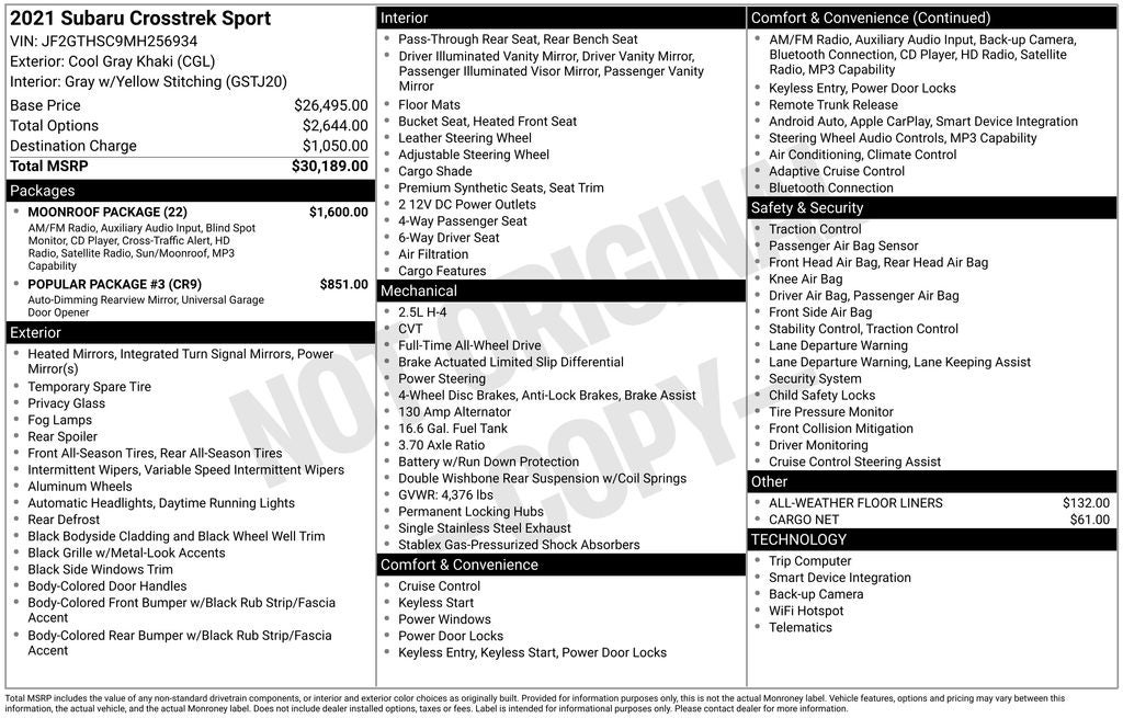 2021 Subaru Crosstrek Sport