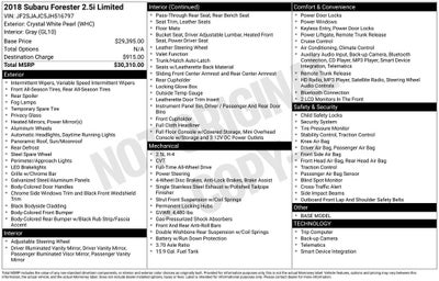 2018 Subaru Forester 2.5i Limited