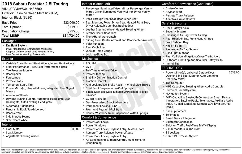 2018 Subaru Forester 2.5i Touring