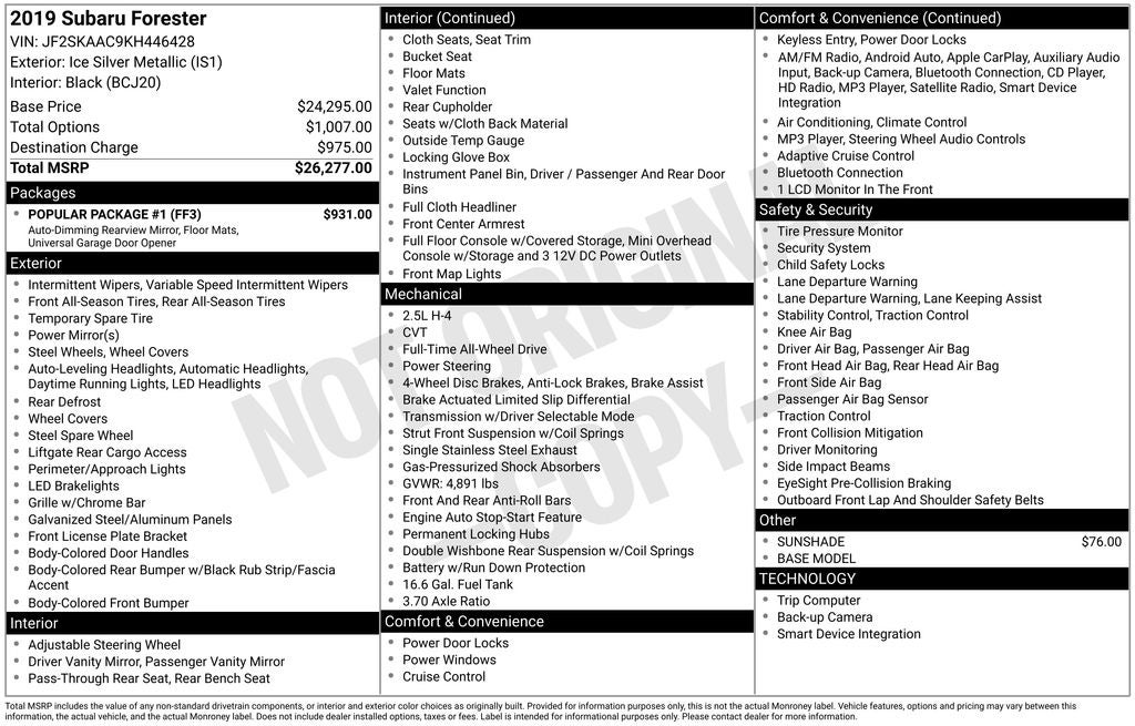 2019 Subaru Forester Base