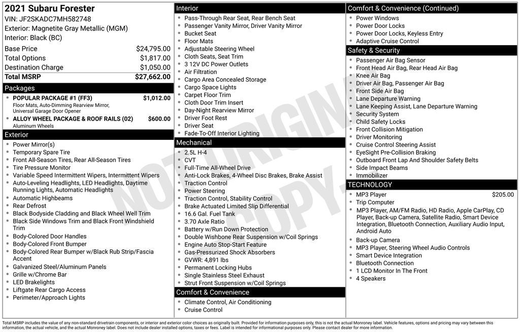 2021 Subaru Forester Base