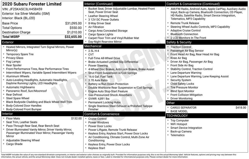 2020 Subaru Forester Limited
