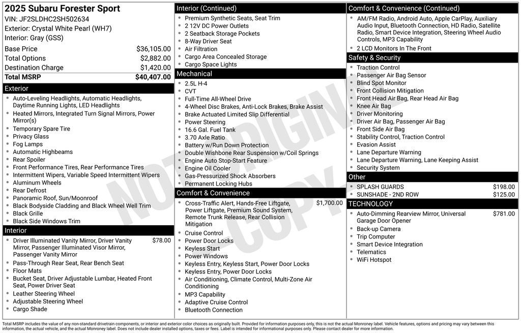 2025 Subaru Forester Sport