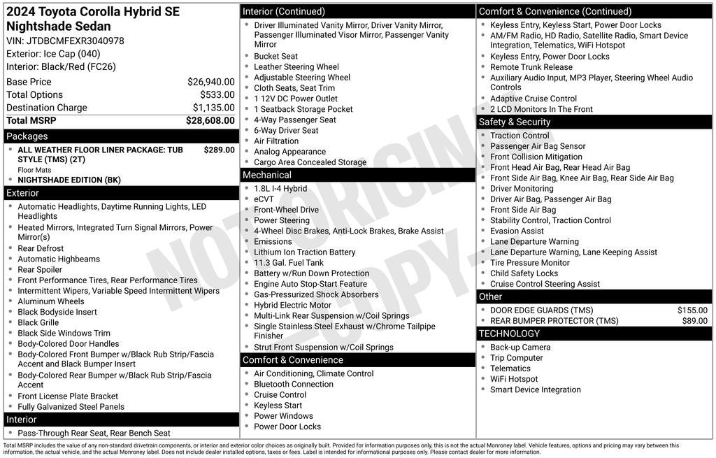 2024 Toyota Corolla Hybrid Nightshade Edition