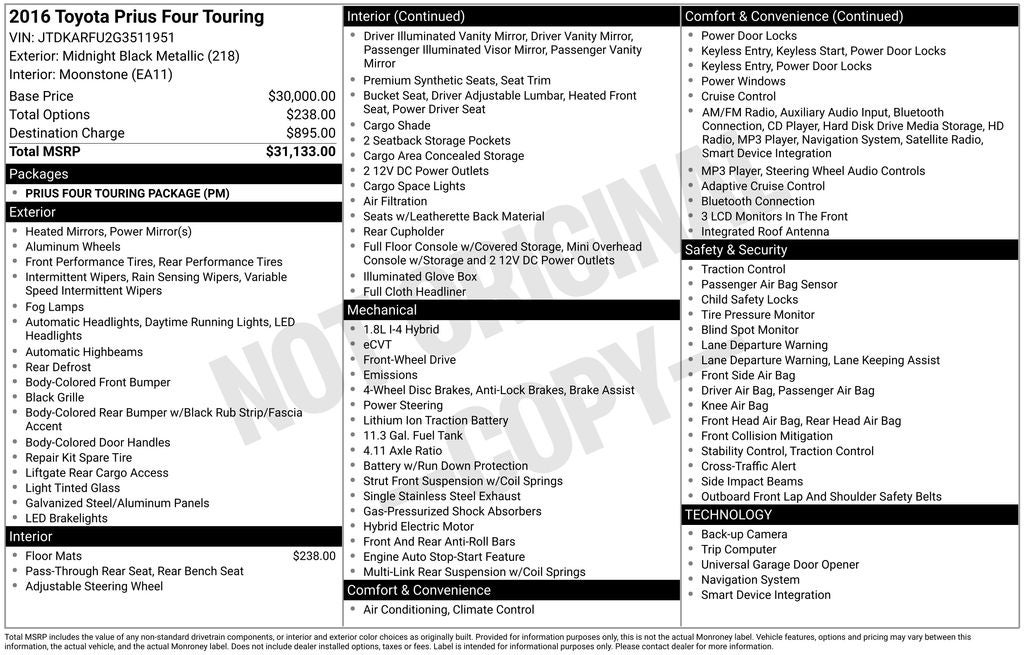 2016 Toyota Prius Four