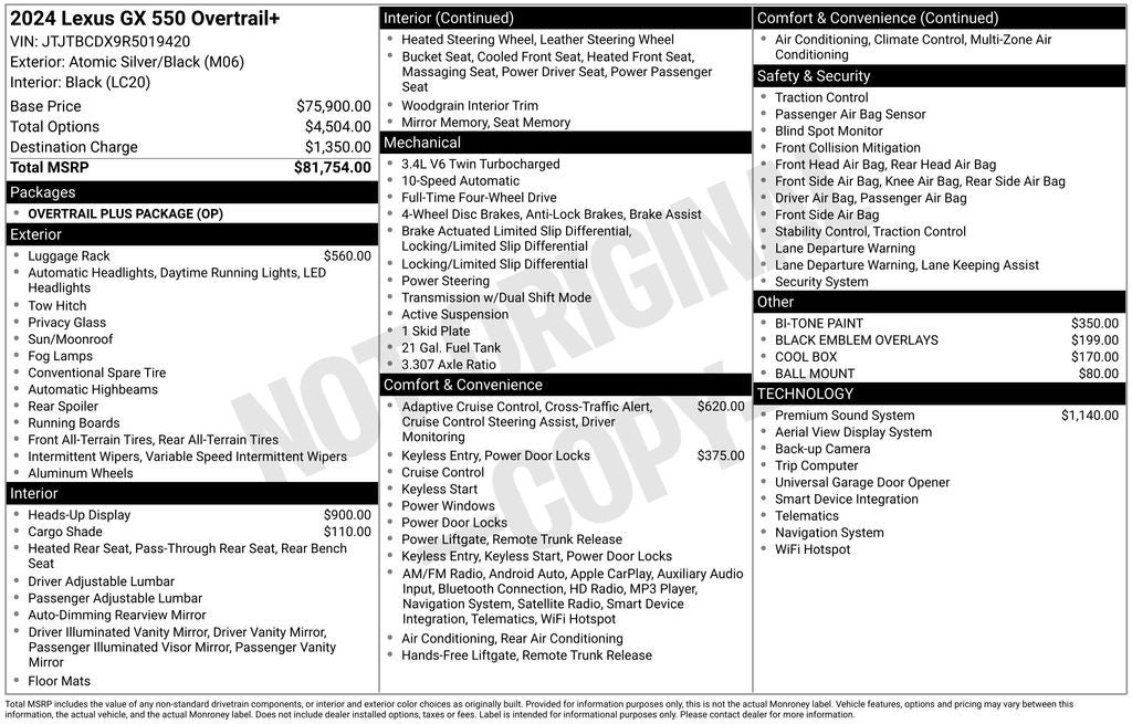 2024 Lexus GX 550 Overtrail+