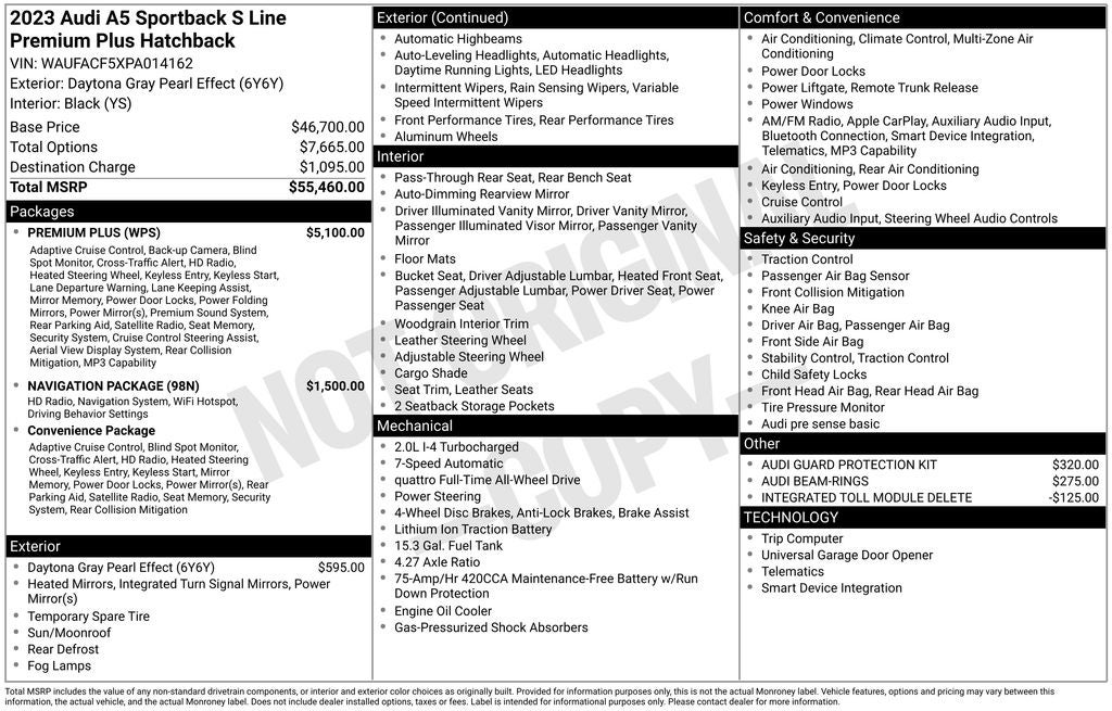 2023 Audi A5 Sportback 45 S line Premium Plus quattro
