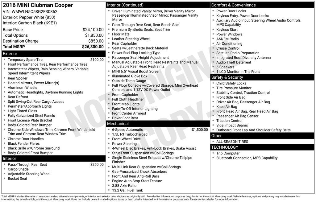 2016 MINI Cooper Clubman