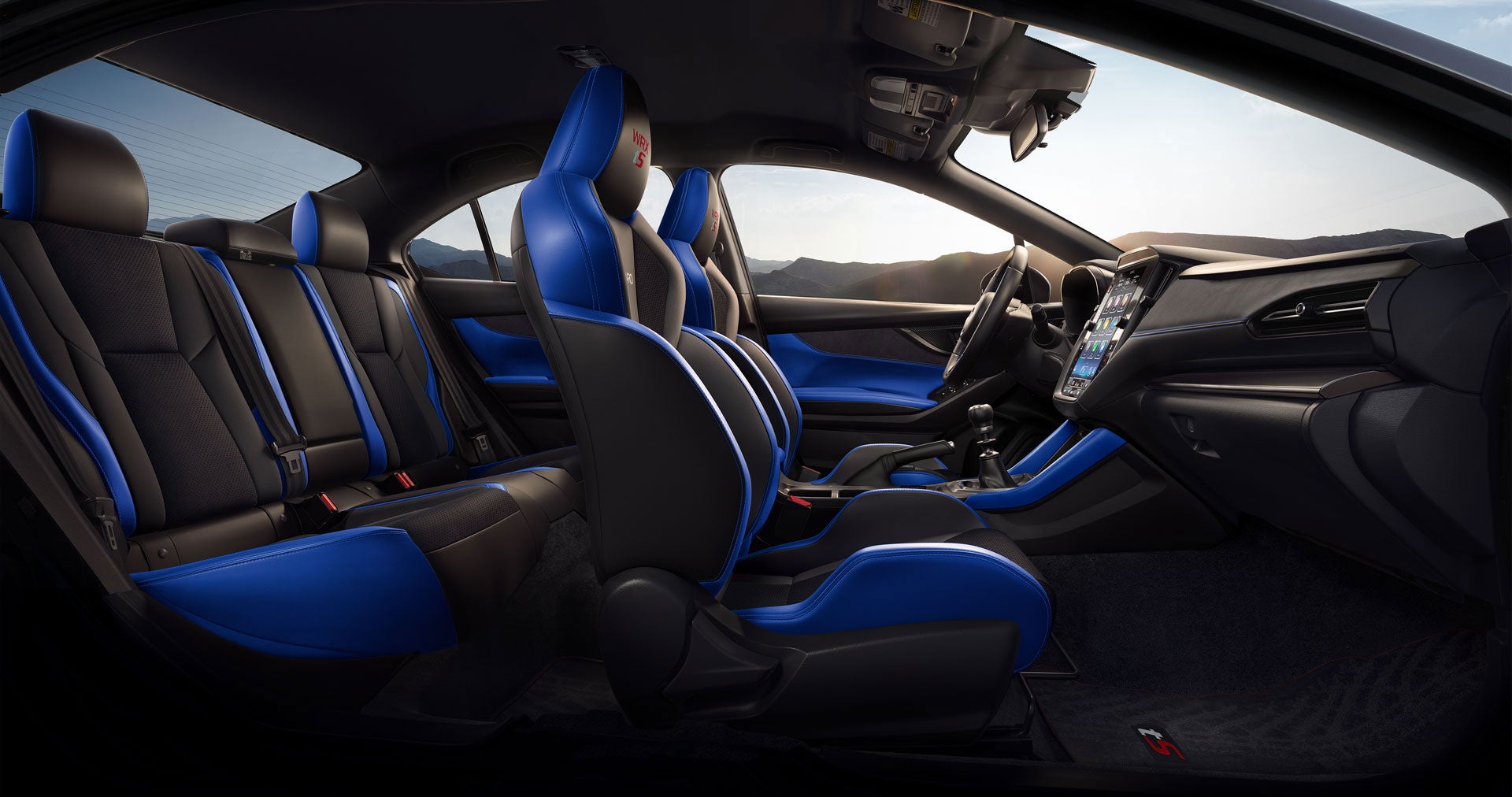 2025 Subaru WRX tS Shown in Black Ultrasuede Insert/Blue Bolsters