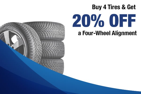Buy 4 Tires & Get 20% off a Four-Wheel Alignment*